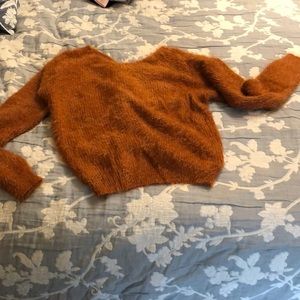 NWT Rust color textured sweater w/ open back